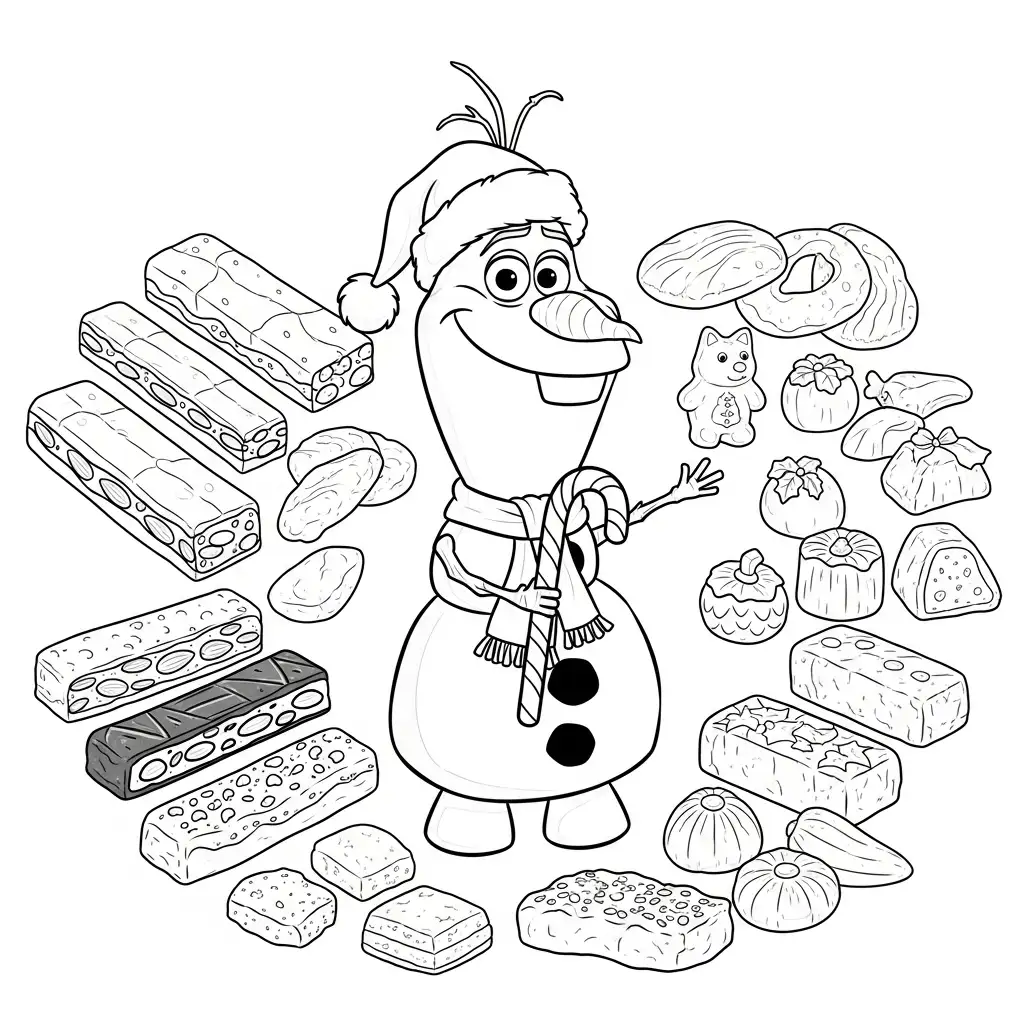 Olaf de Navidad para colorear y recortar