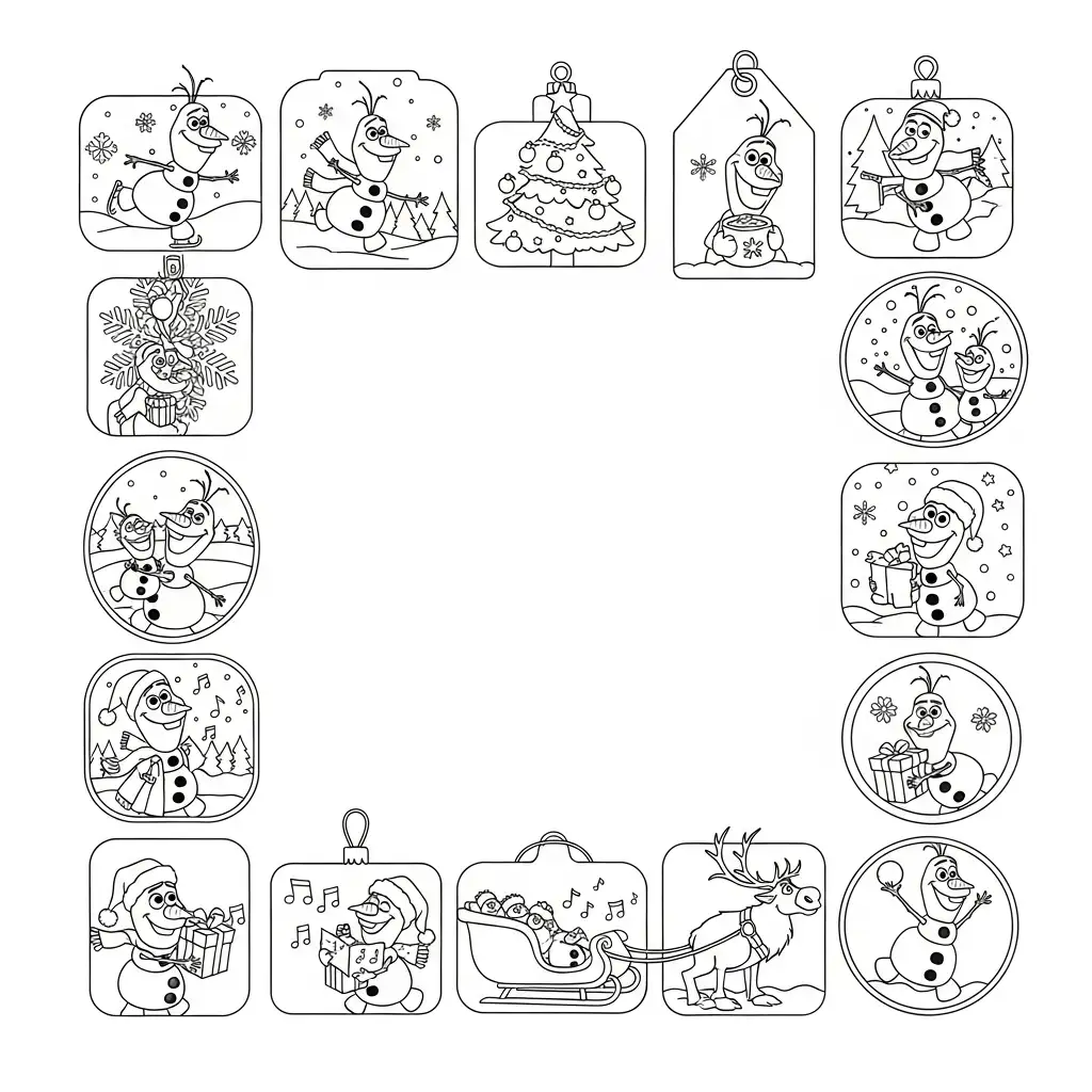 Olaf de Navidad para colorear para imprimir para niño de 4 años 1