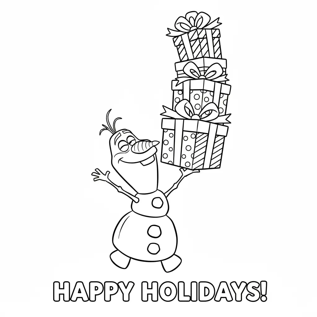 Olaf de Navidad para colorear para niño