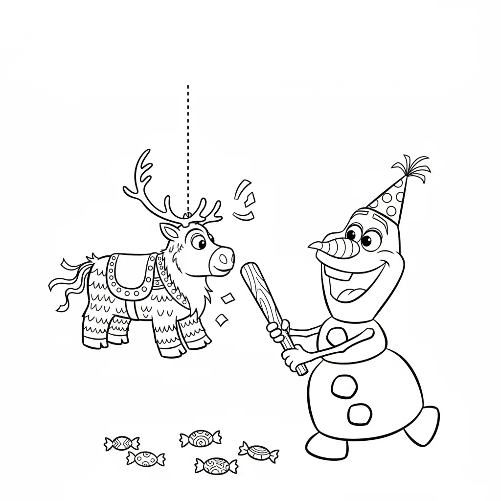 Olaf de Navidad para colorear para imprimir para niño de 3 años