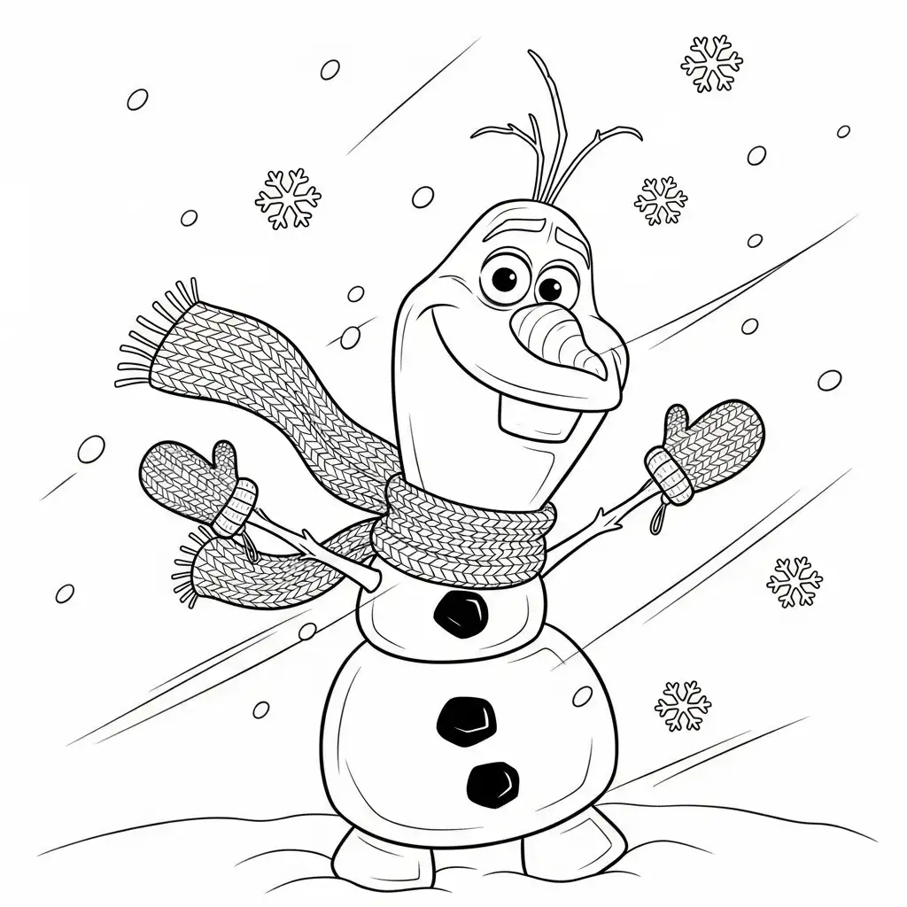 Olaf de Navidad para colorear para imprimir para niño de 9 años