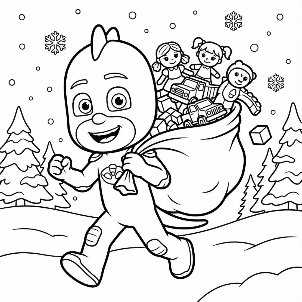PJ Masks de Navidad 1 para colorear educativo para niño