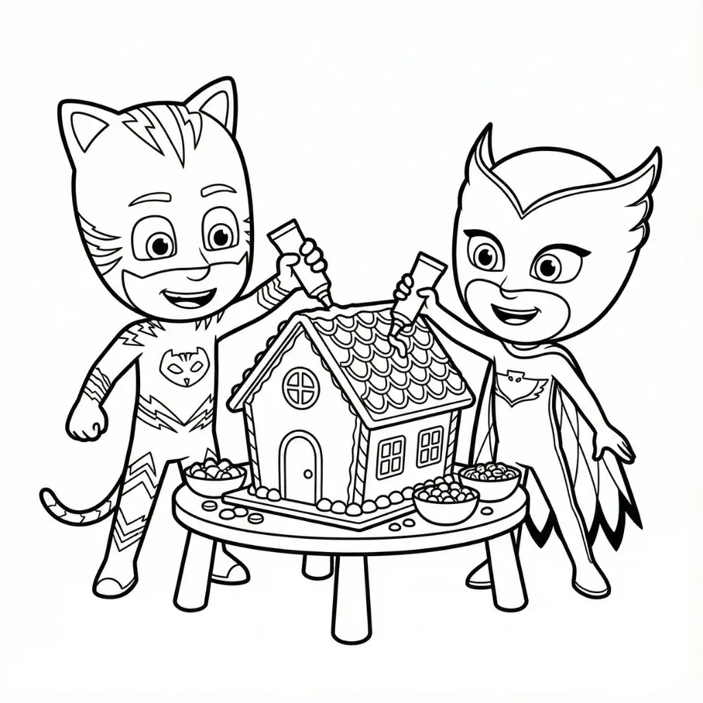 PJ Masks de Navidad 12 para colorear para imprimir gratis