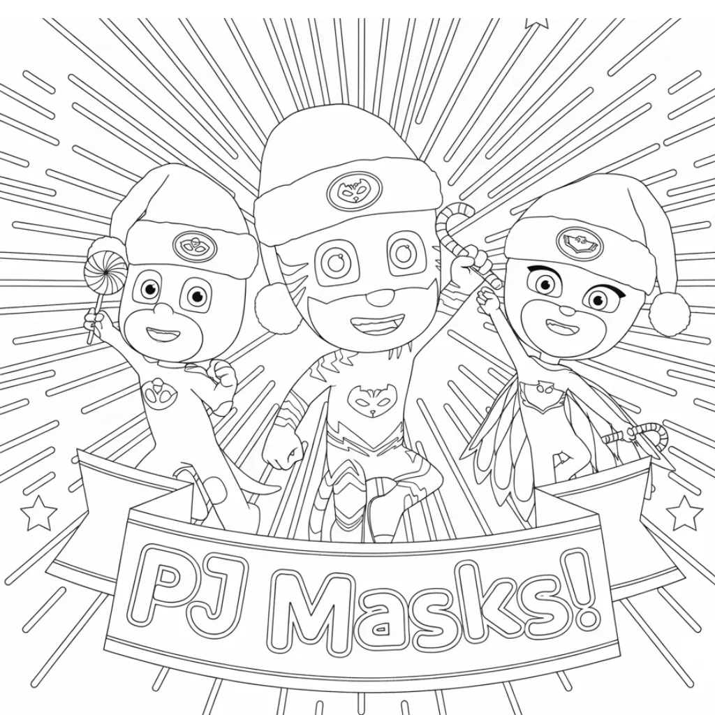 descargar PJ Masks de Navidad 14 para colorear gratis