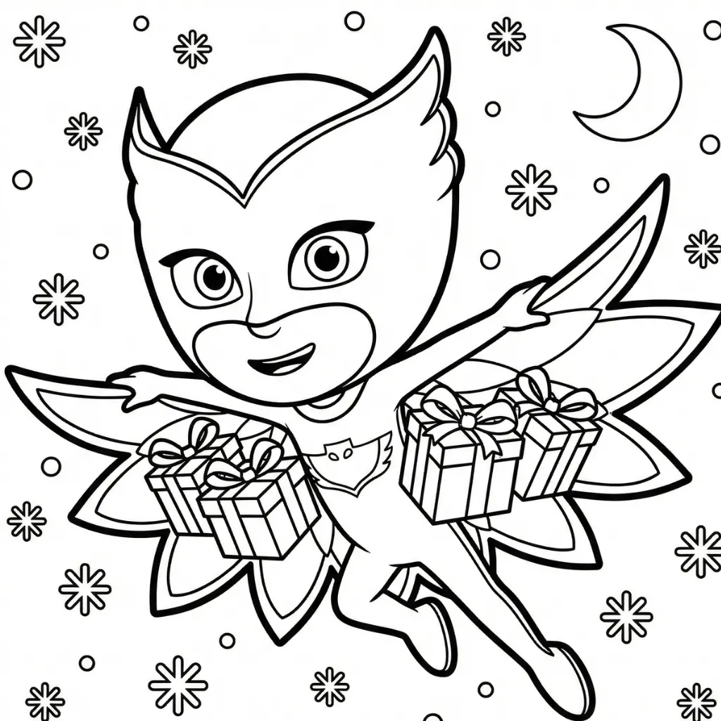 PJ Masks de Navidad 19 para colorear para niños para imprimir gratis