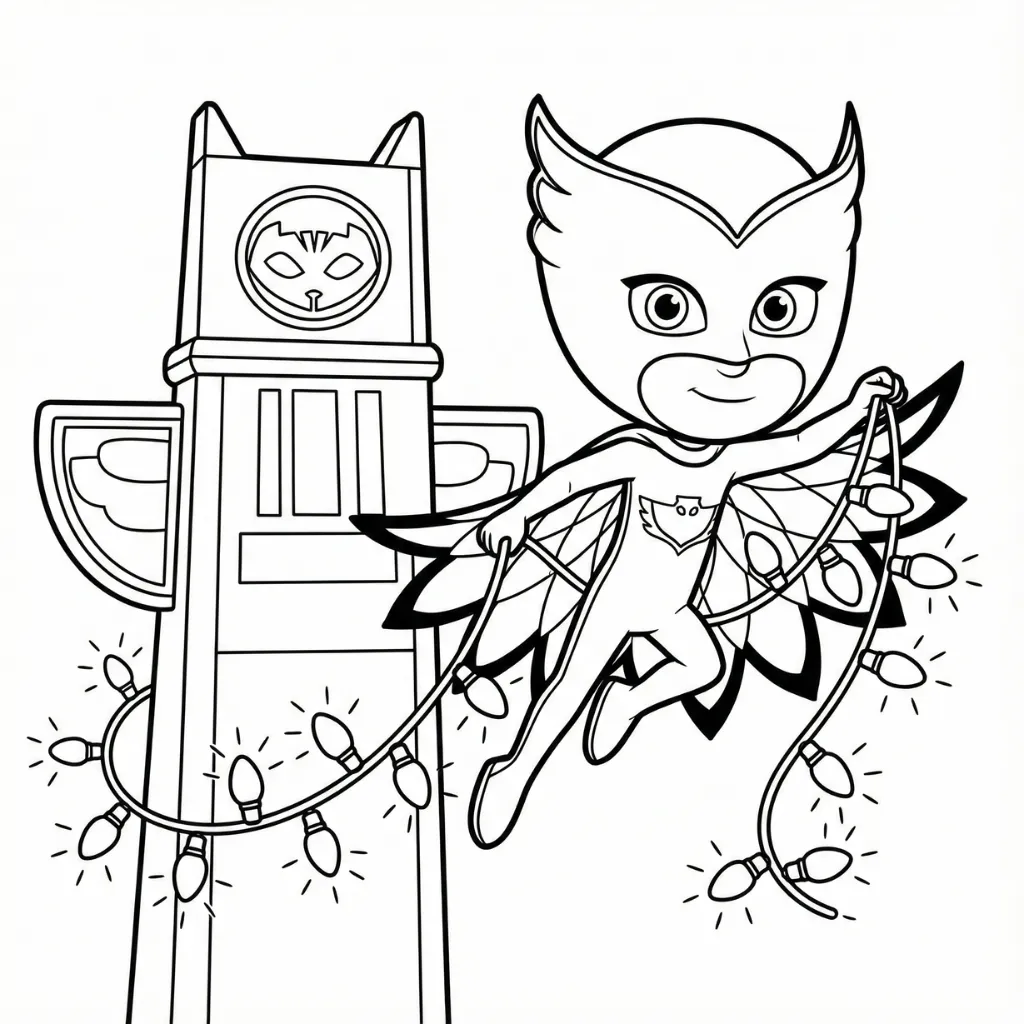 PJ Masks de Navidad 2 para colorear para imprimir a4