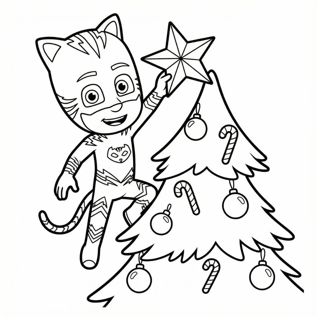 PJ Masks de Navidad 5 para colorear para niño de 4 años