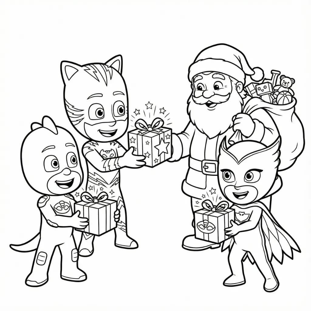 PJ Masks de Navidad 6 para dibujar e imprimir