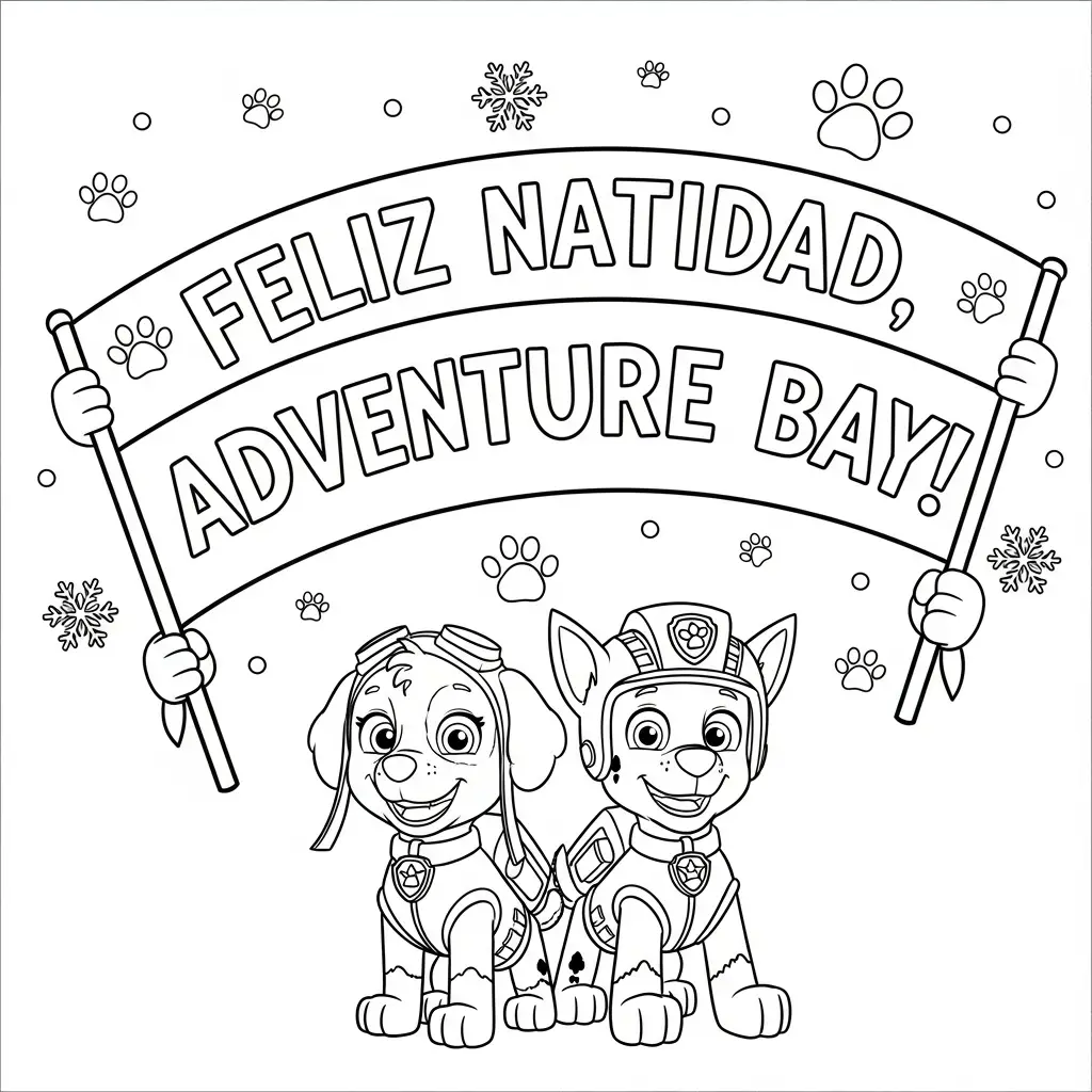 Paw Patrol de Navidad para colorear para imprimir para niño de 8 años
