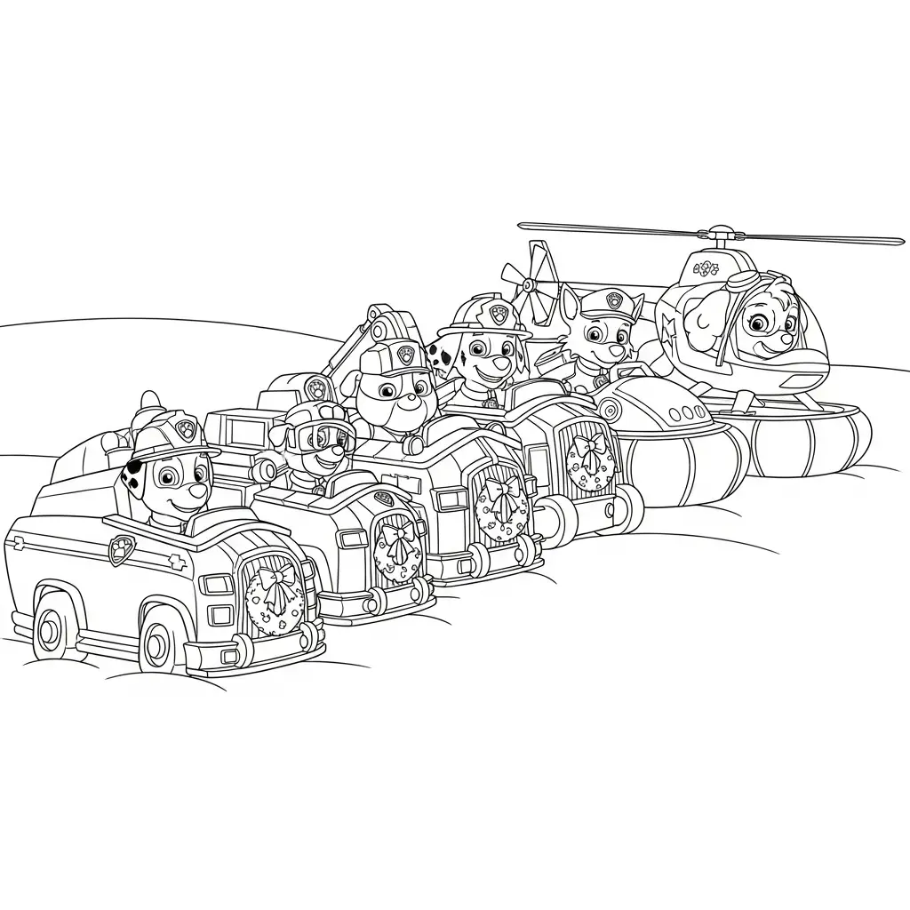 Paw Patrol de Navidad de niño para colorear para imprimir