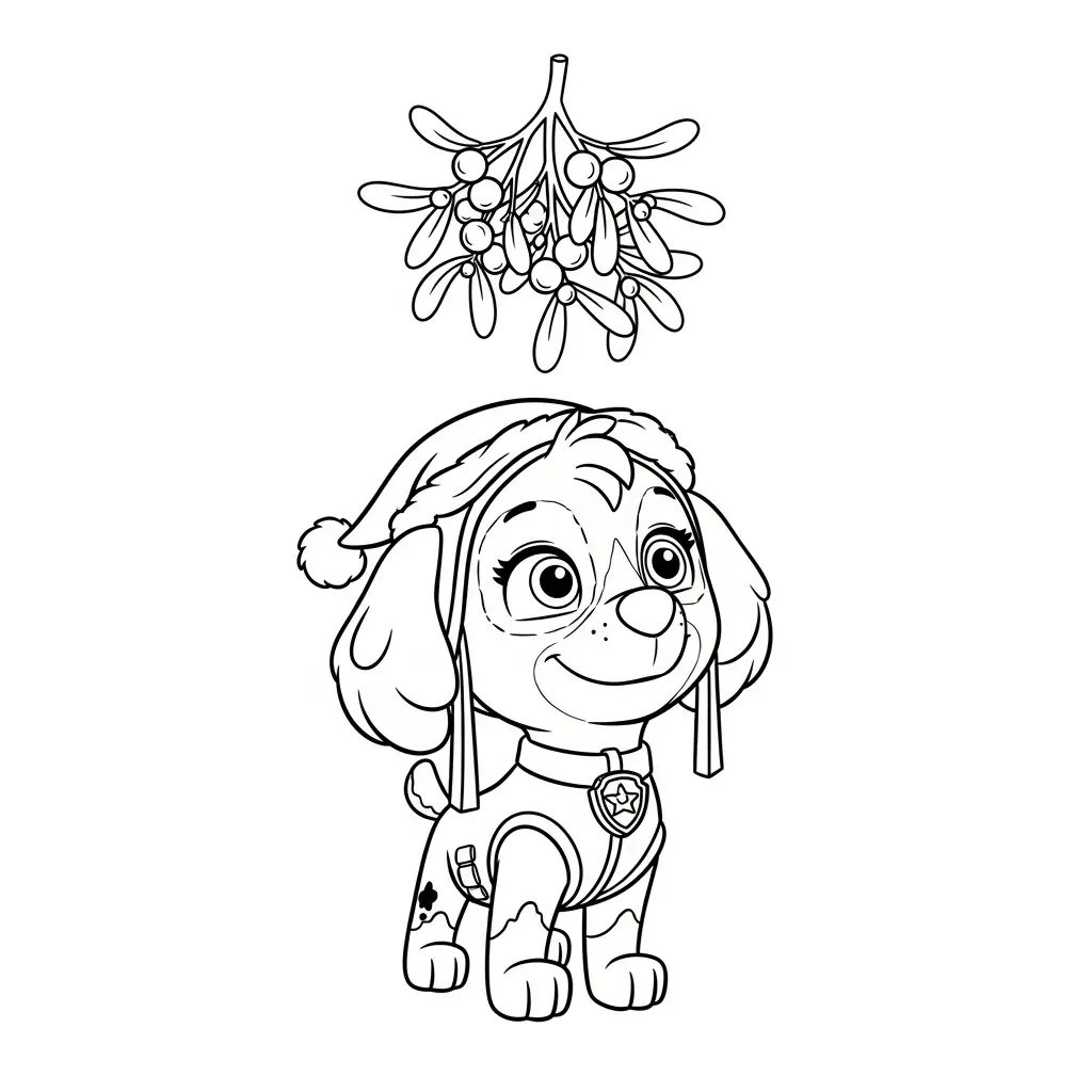 Paw Patrol de Navidad para colorear para niños para imprimir gratis