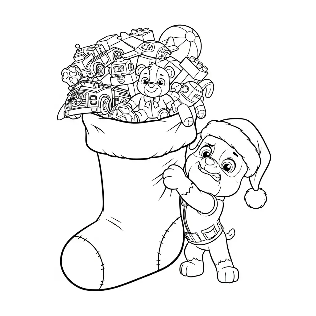 Paw Patrol de Navidad para colorear para imprimir para niño de 3 años