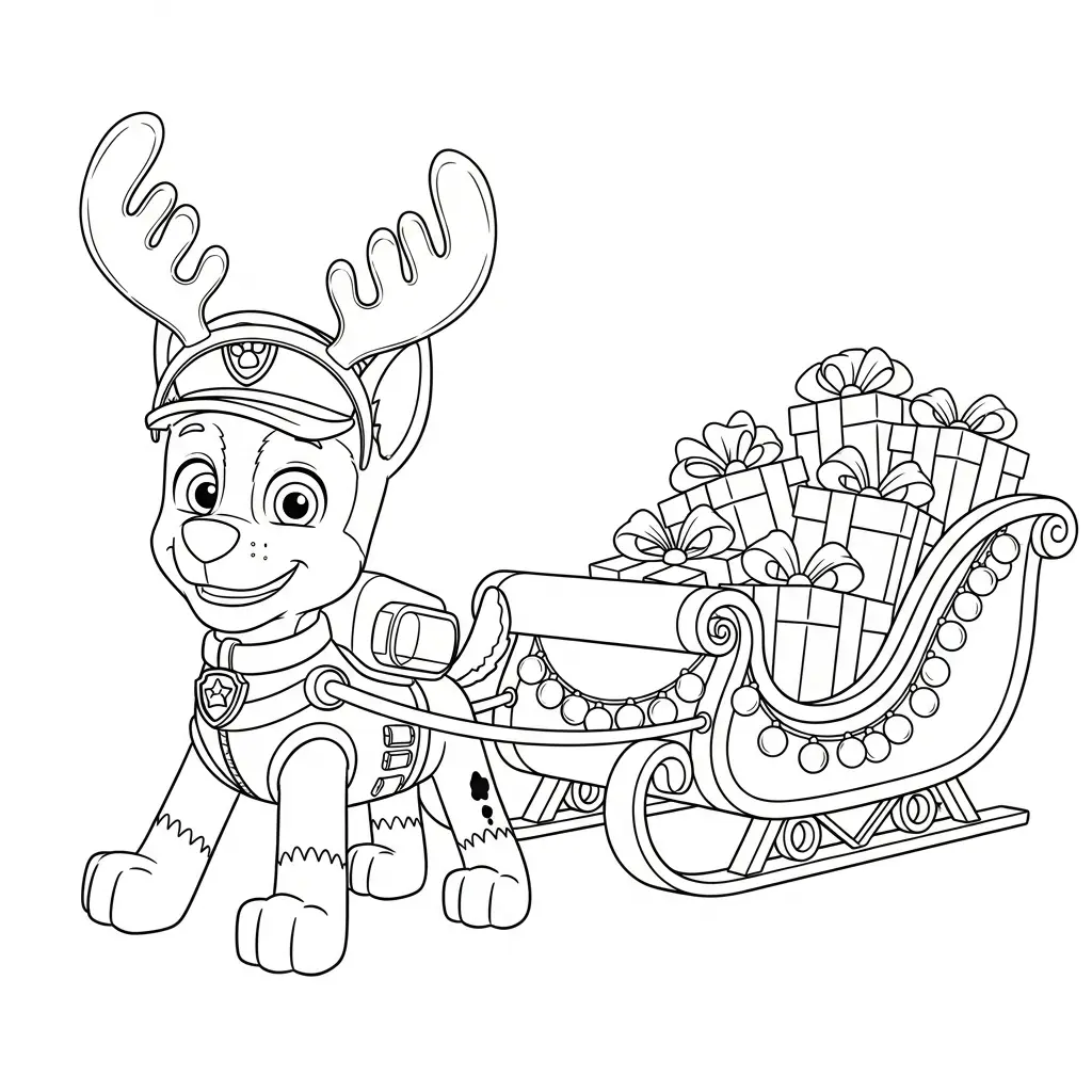 imagen para colorear Paw Patrol de Navidad niño