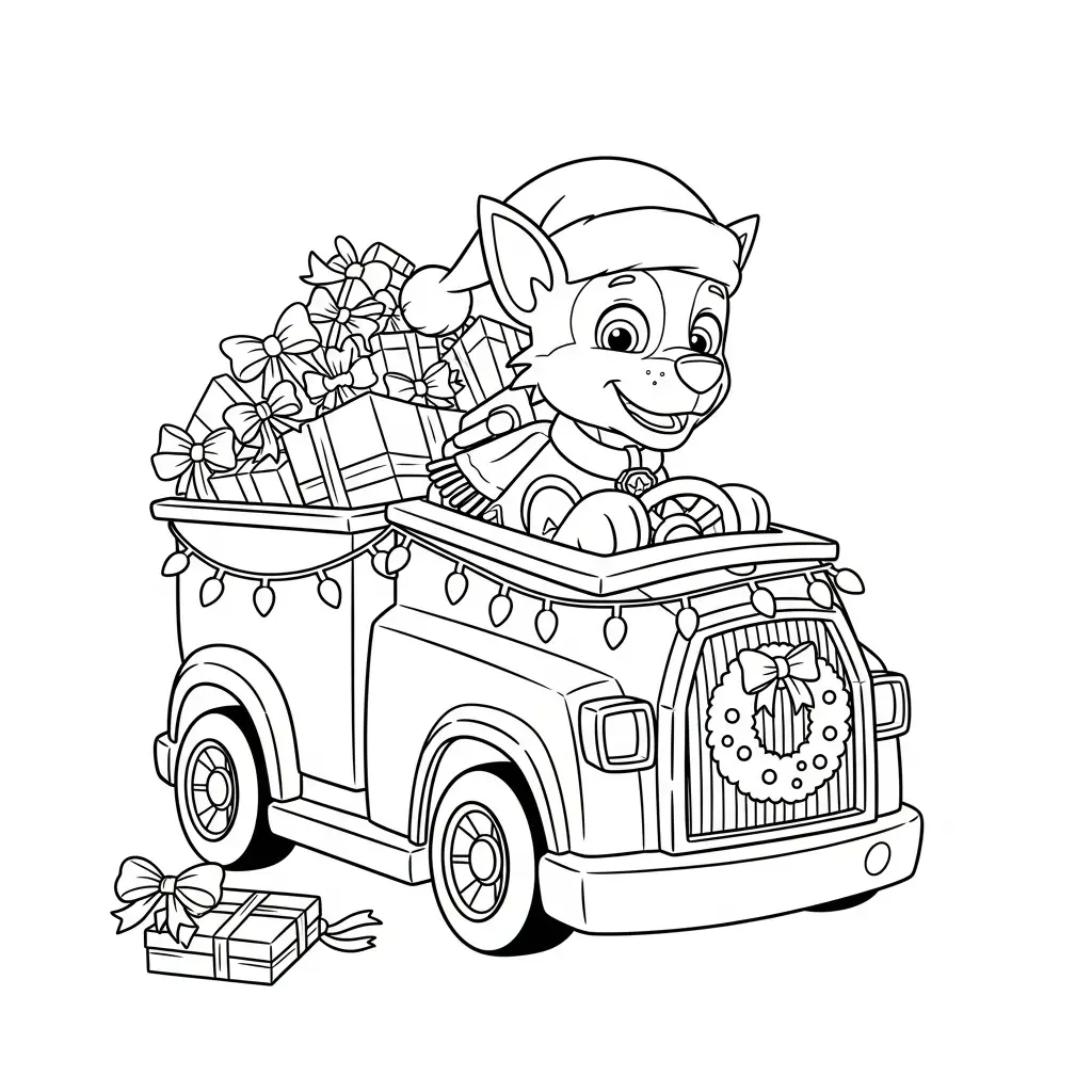 Paw Patrol de Navidad para colorear para niños para imprimir