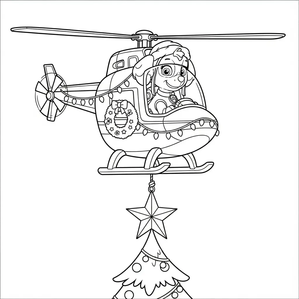 Paw Patrol de Navidad para colorear para imprimir para niño de 2 años