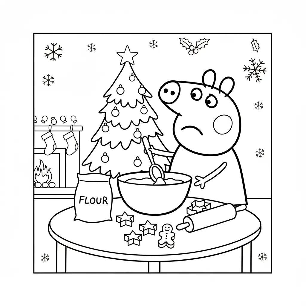 Peppa Pig de Navidad para colorear educativo para niño 1