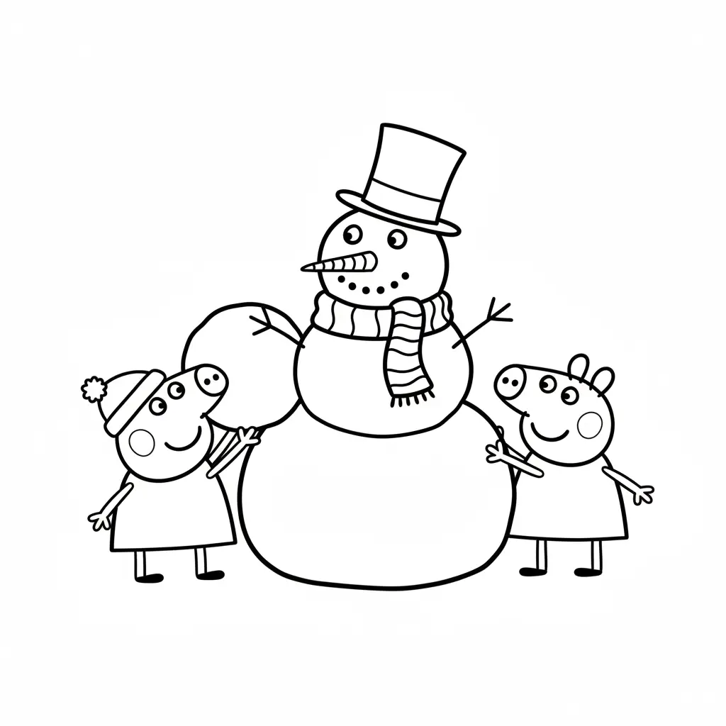 Peppa Pig de Navidad para colorear y recortar para imprimir