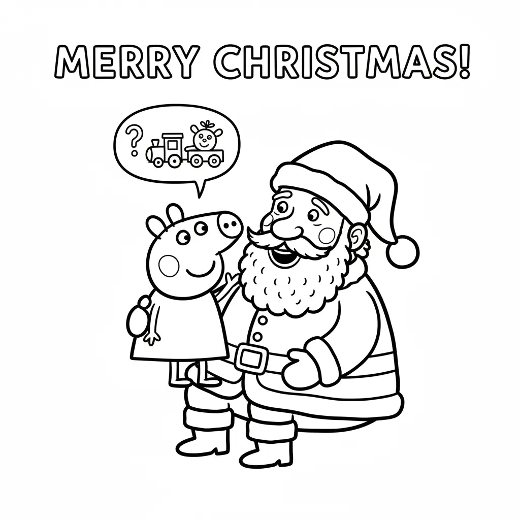 Peppa Pig de Navidad para colorear para niño de 8 años