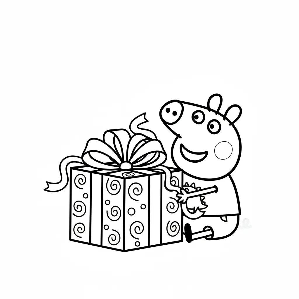 Peppa Pig de Navidad de niño para colorear para imprimir