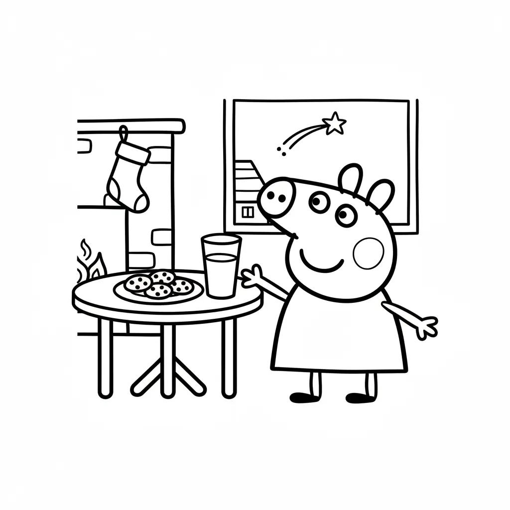 Peppa Pig de Navidad para colorear para imprimir para niño de 7 años