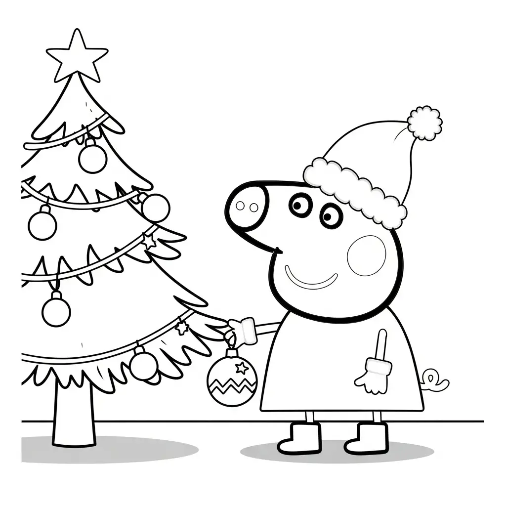 Peppa Pig de Navidad para colorear para niño gratis