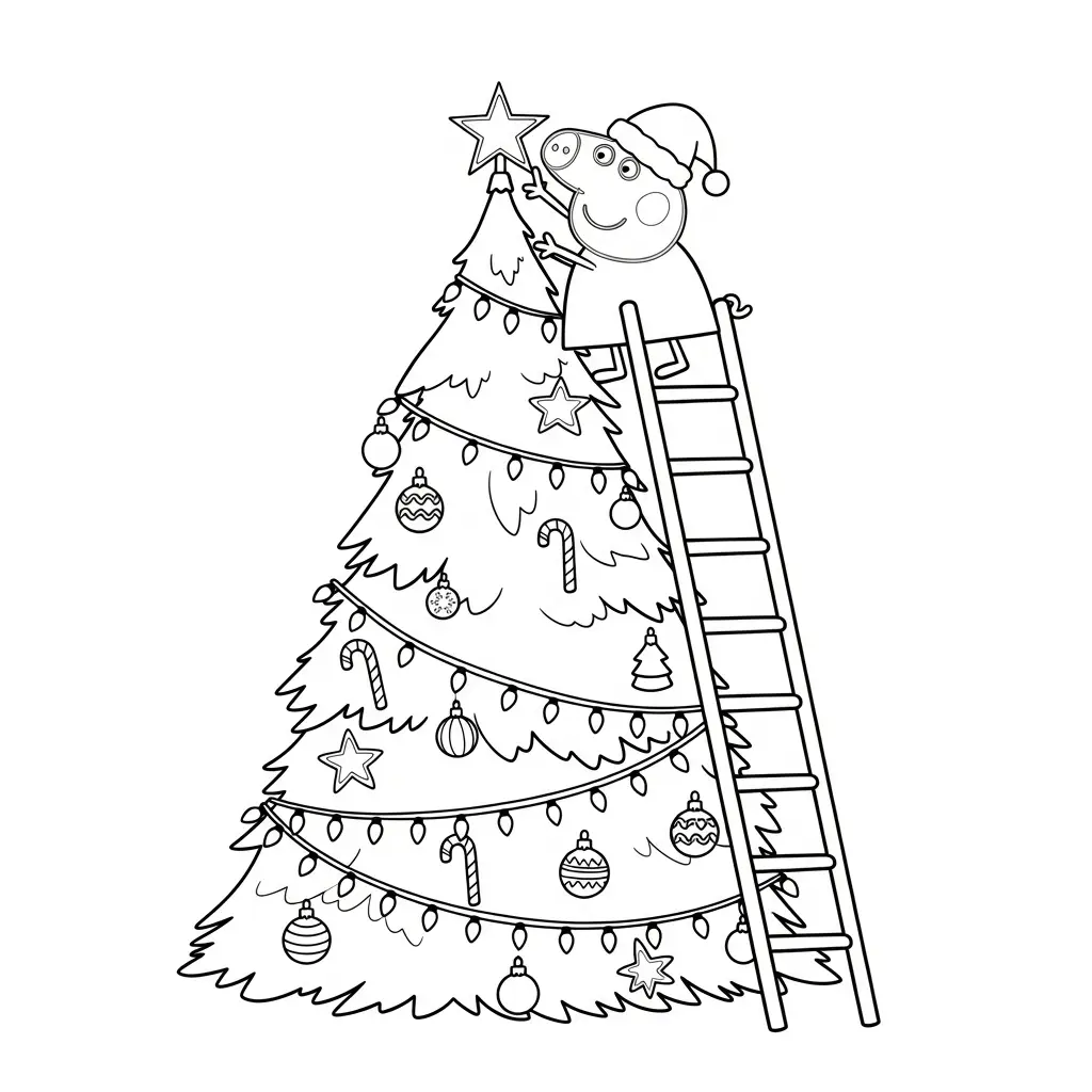 Peppa Pig de Navidad para colorear para primaria 1