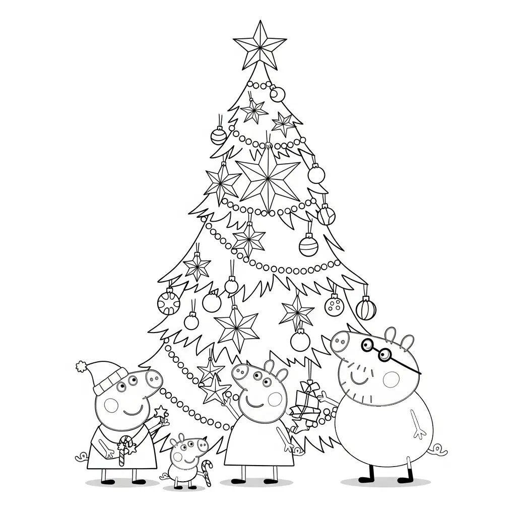 Peppa Pig de Navidad para colorear para imprimir para niño de 2 años