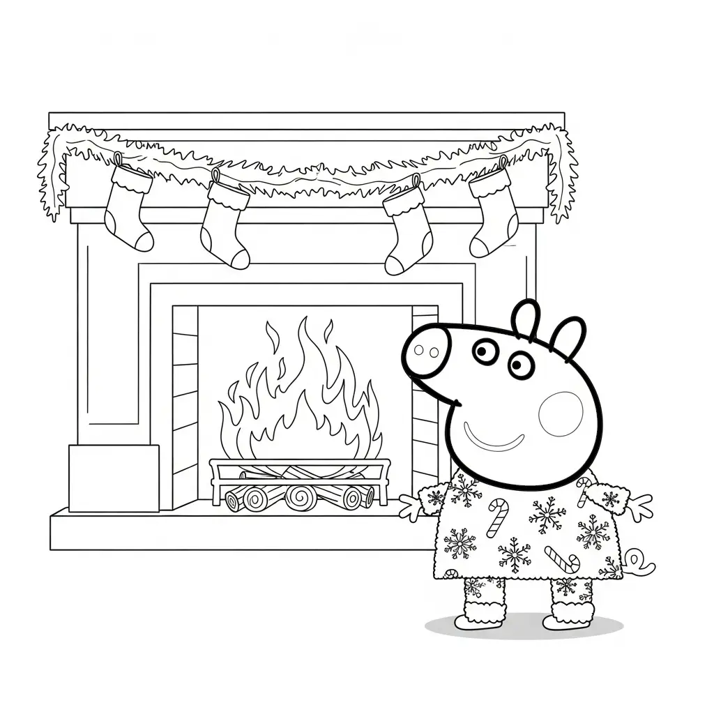 Peppa Pig de Navidad para colorear y recortar