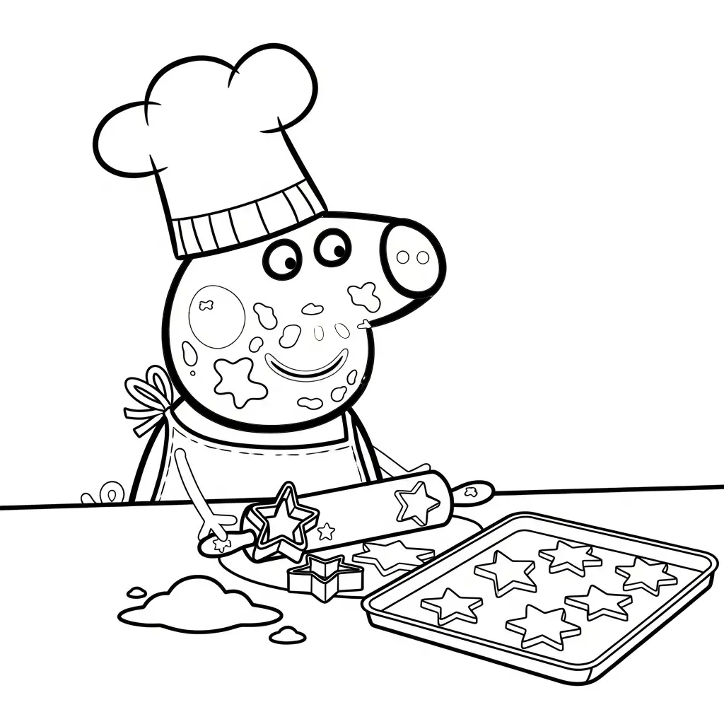 Peppa Pig de Navidad para colorear para imprimir para niños 1