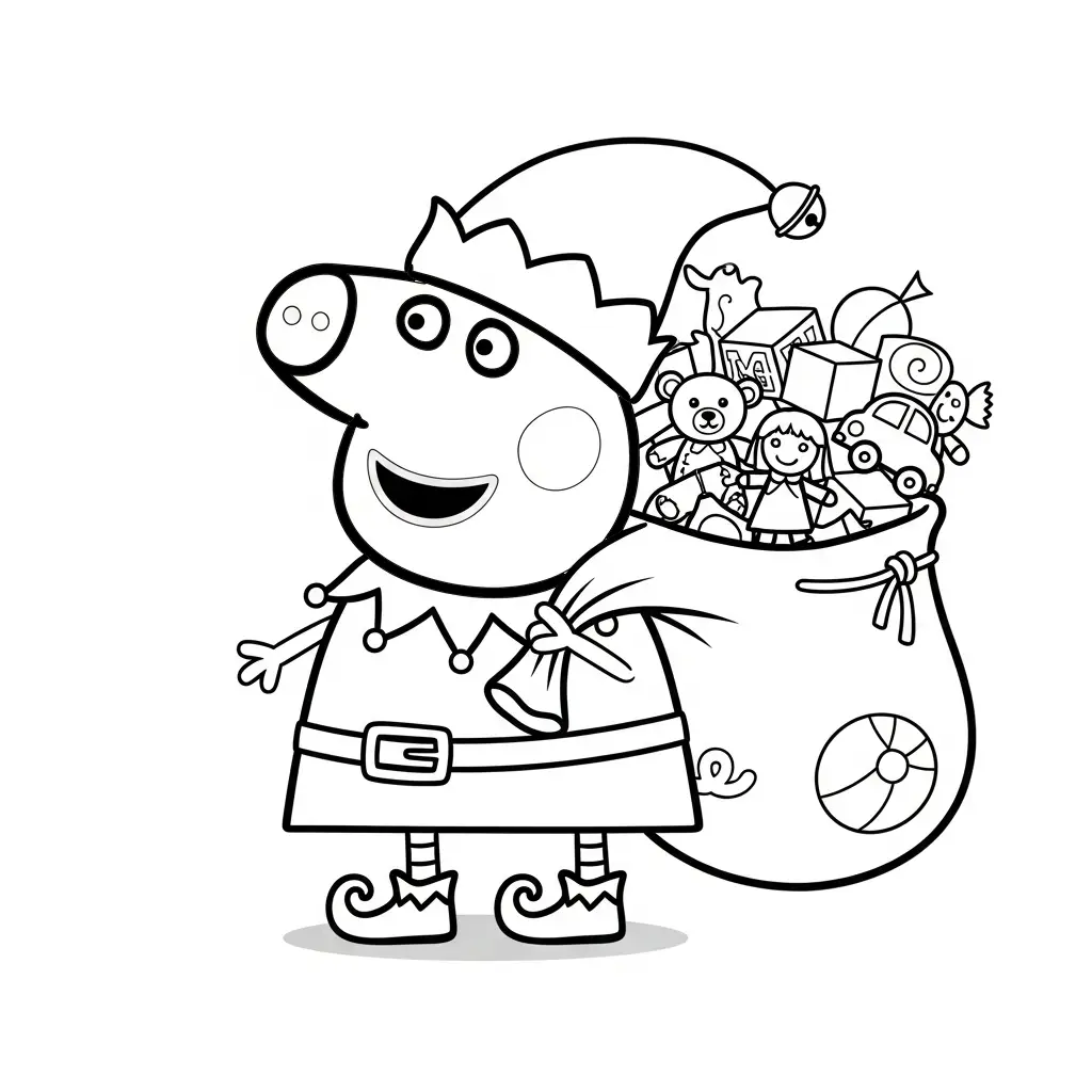 imagen para colorear Peppa Pig de Navidad niño 2