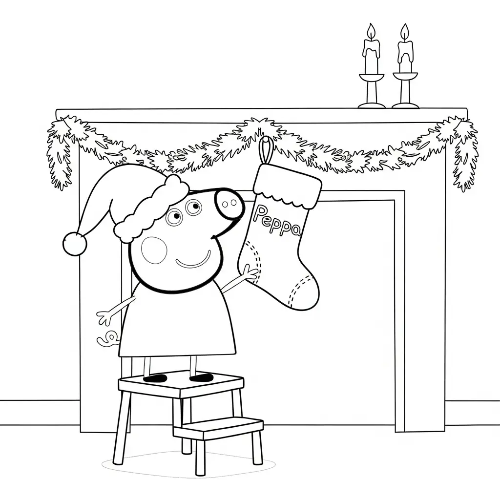 Peppa Pig de Navidad para colorear para imprimir pdf gratis