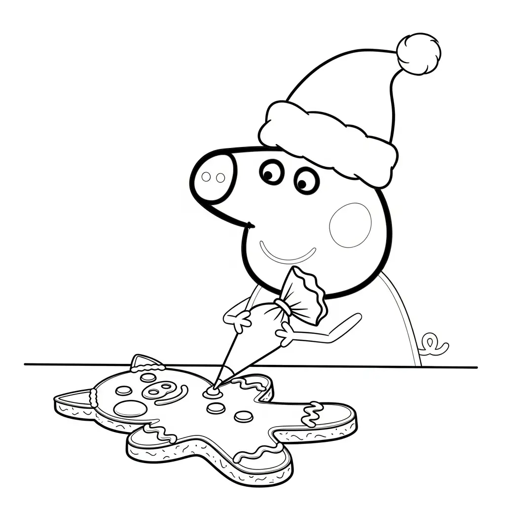 Peppa Pig de Navidad para colorear educativo para niño