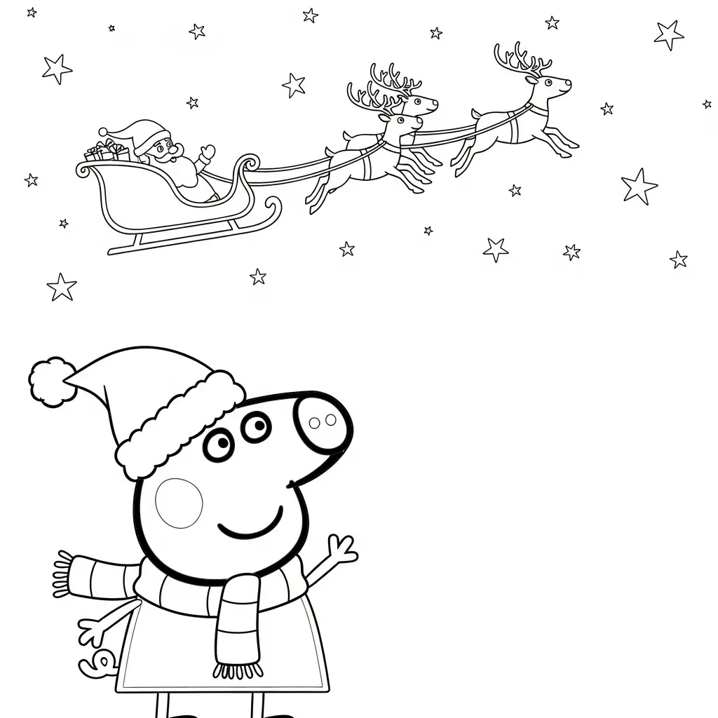 imagen para colorear Peppa Pig de Navidad niño