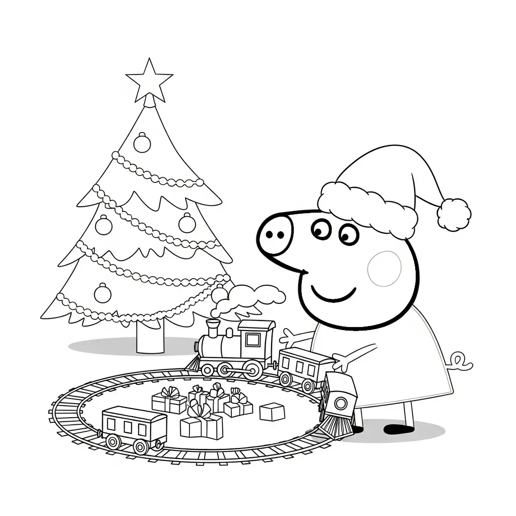 Peppa Pig de Navidad para colorear gratis en línea