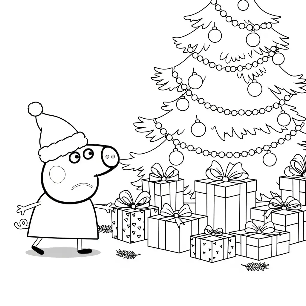 Peppa Pig de Navidad para colorear para imprimir para niños