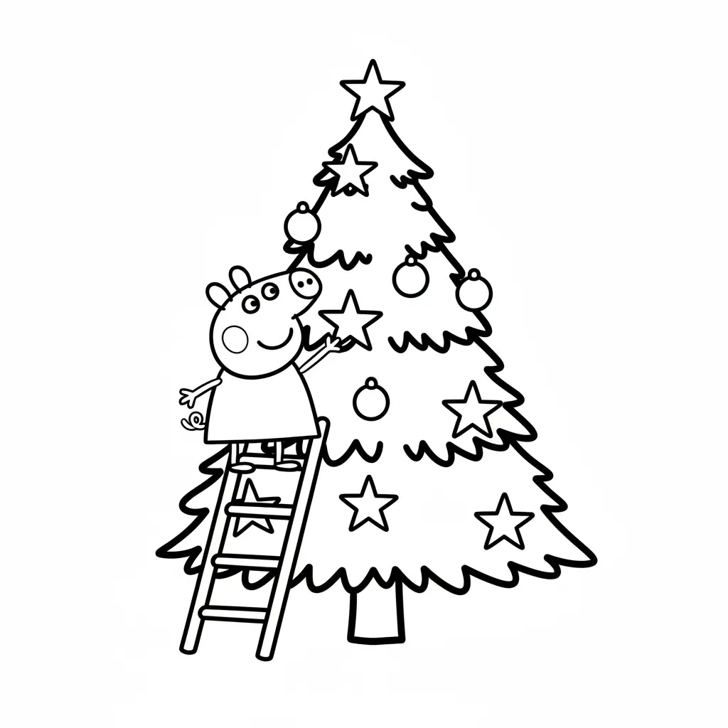 Peppa Pig de Navidad para colorear para niño de 7 años