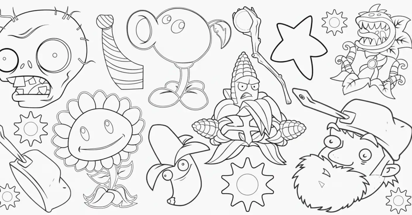 descargar Plantas contra Zombis para colorear gratis 1