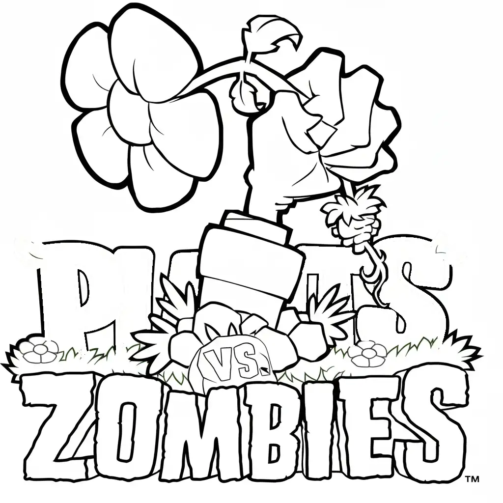 Plantas contra Zombis para colorear para niño de 7 años
