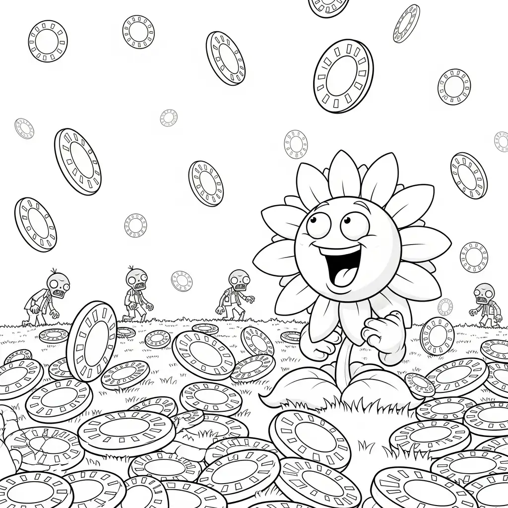 Plantas contra Zombis para colorear para niño de para imprimir