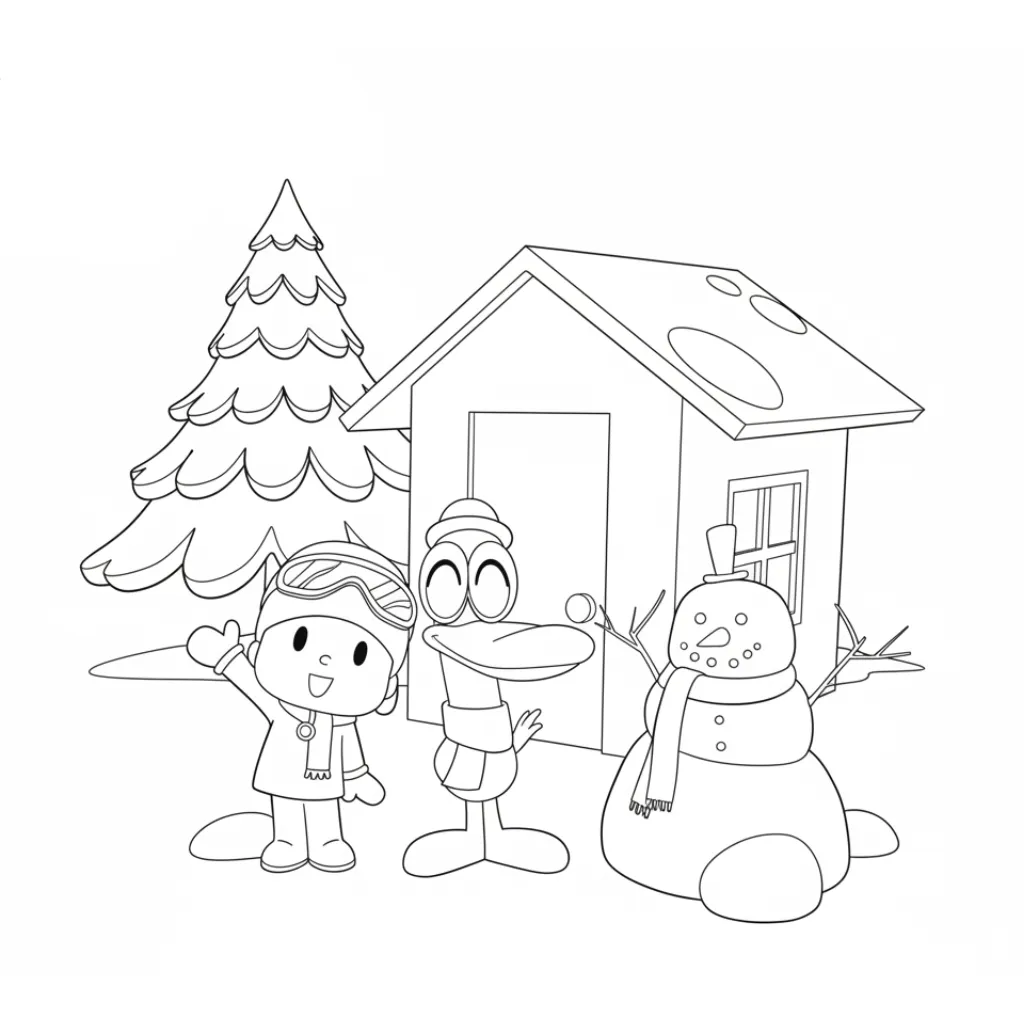Pocoyó de Navidad 13 para colorear y aprendizaje