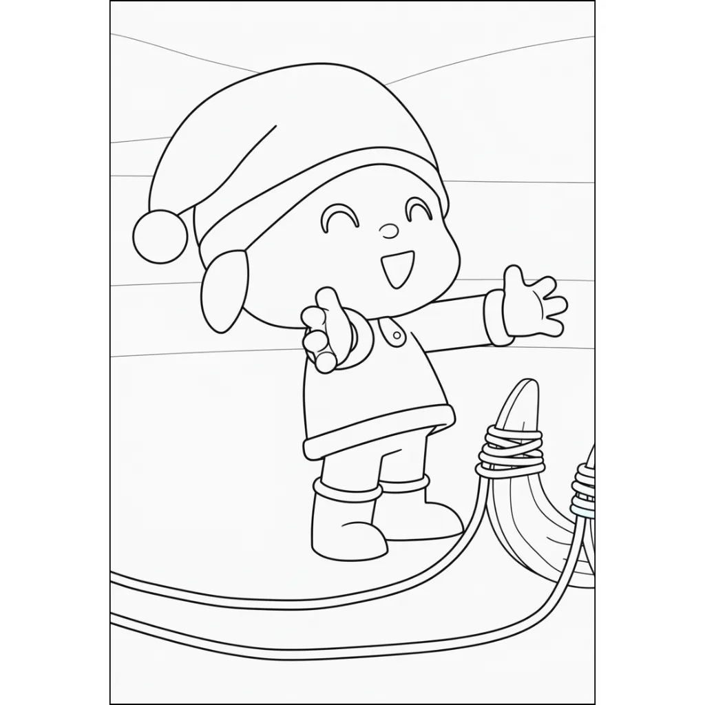 Pocoyó de Navidad 15 para colorear para niño gratis