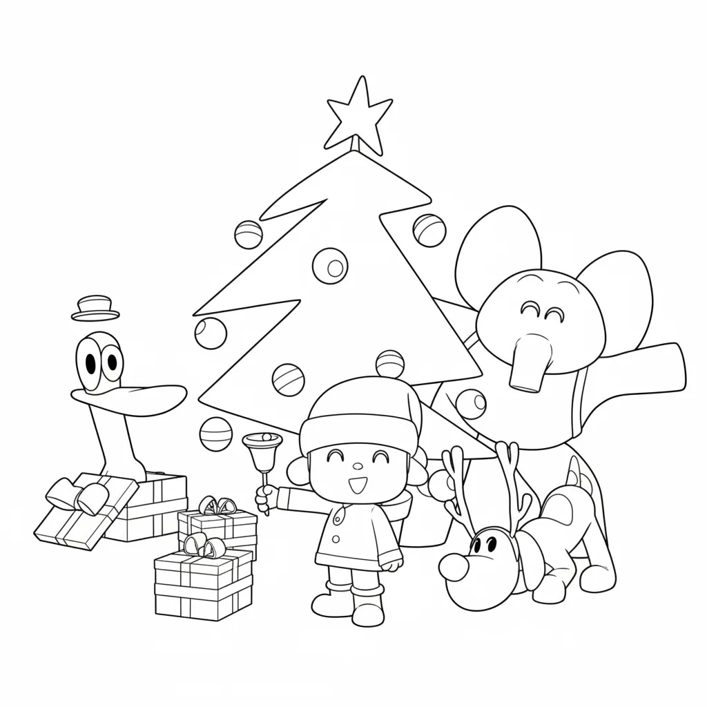 Pocoyó de Navidad 16 para colorear para niños para imprimir