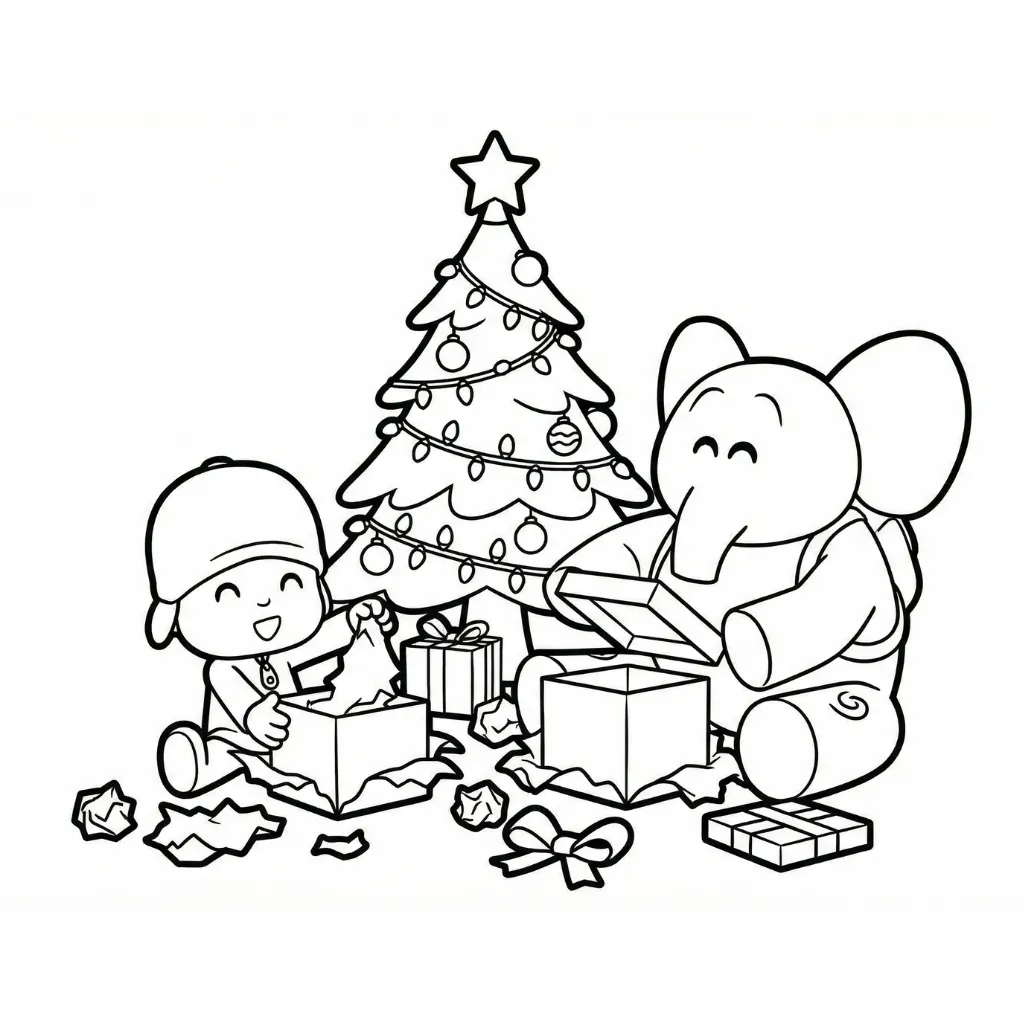 Pocoyó de Navidad 5 para colorear para imprimir a4