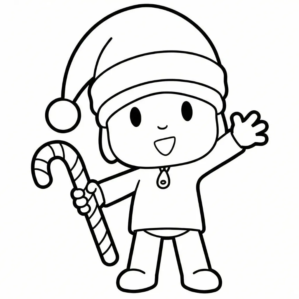 Pocoyó de Navidad 6 para colorear para imprimir kawaii