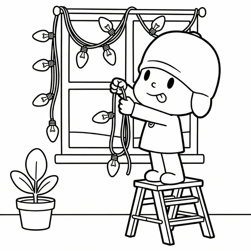 Pocoyó de Navidad 7 para colorear para imprimir gratis pdf