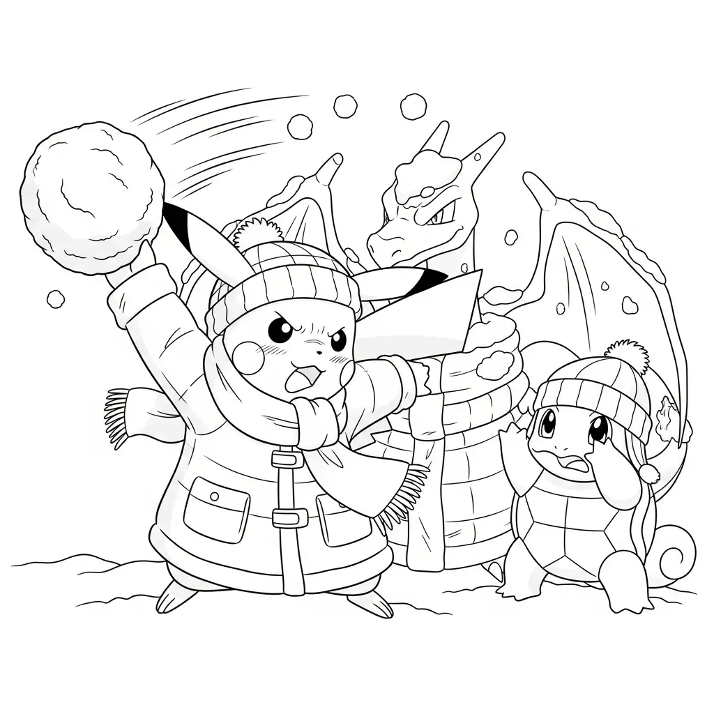 imagen para colorear Pokémon de Navidad niño