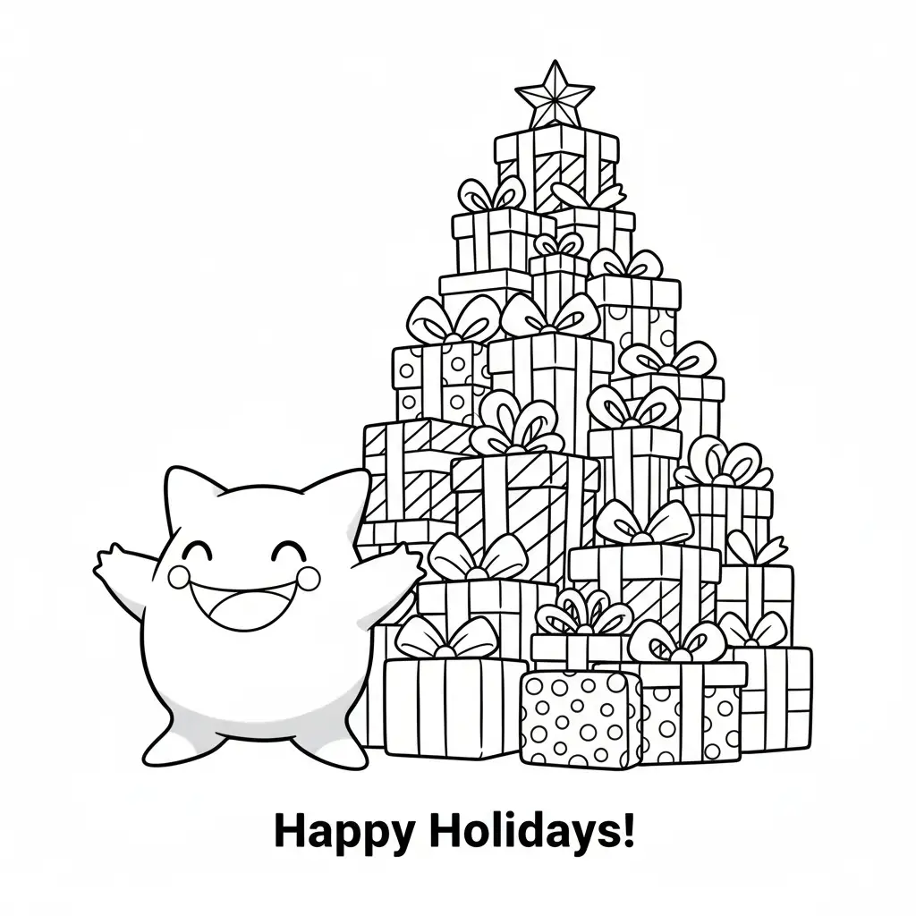 imagen de Pokémon de Navidad para colorear para niño