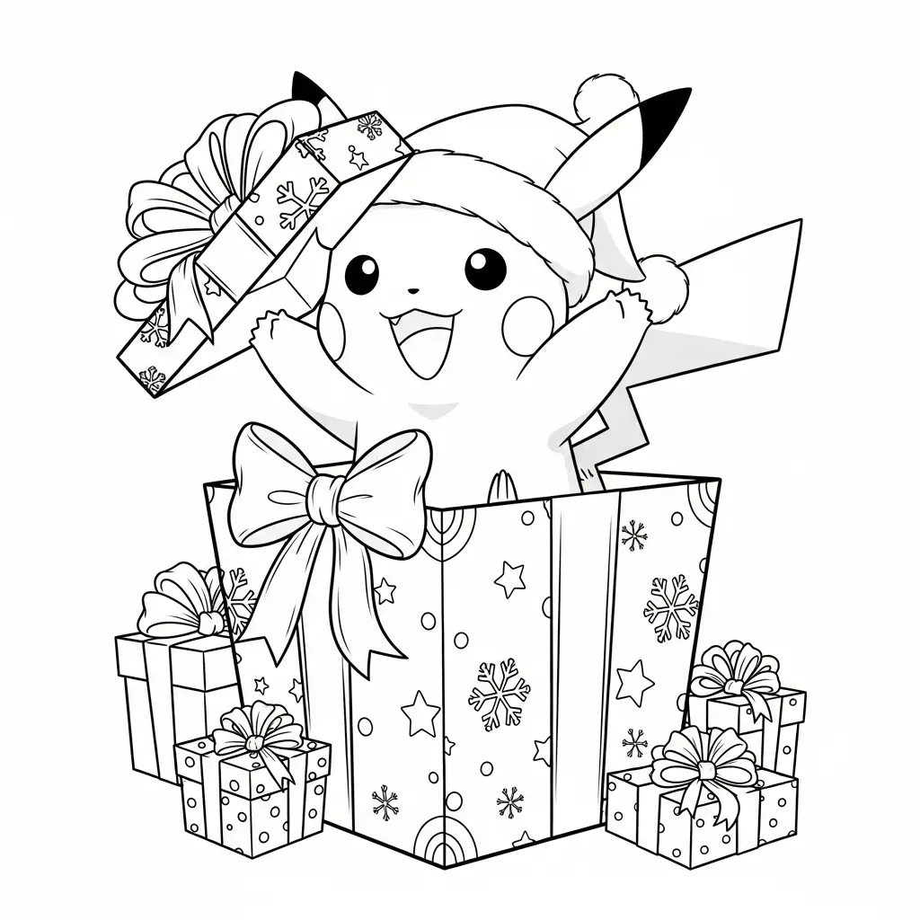 Pokémon de Navidad para colorear para niños