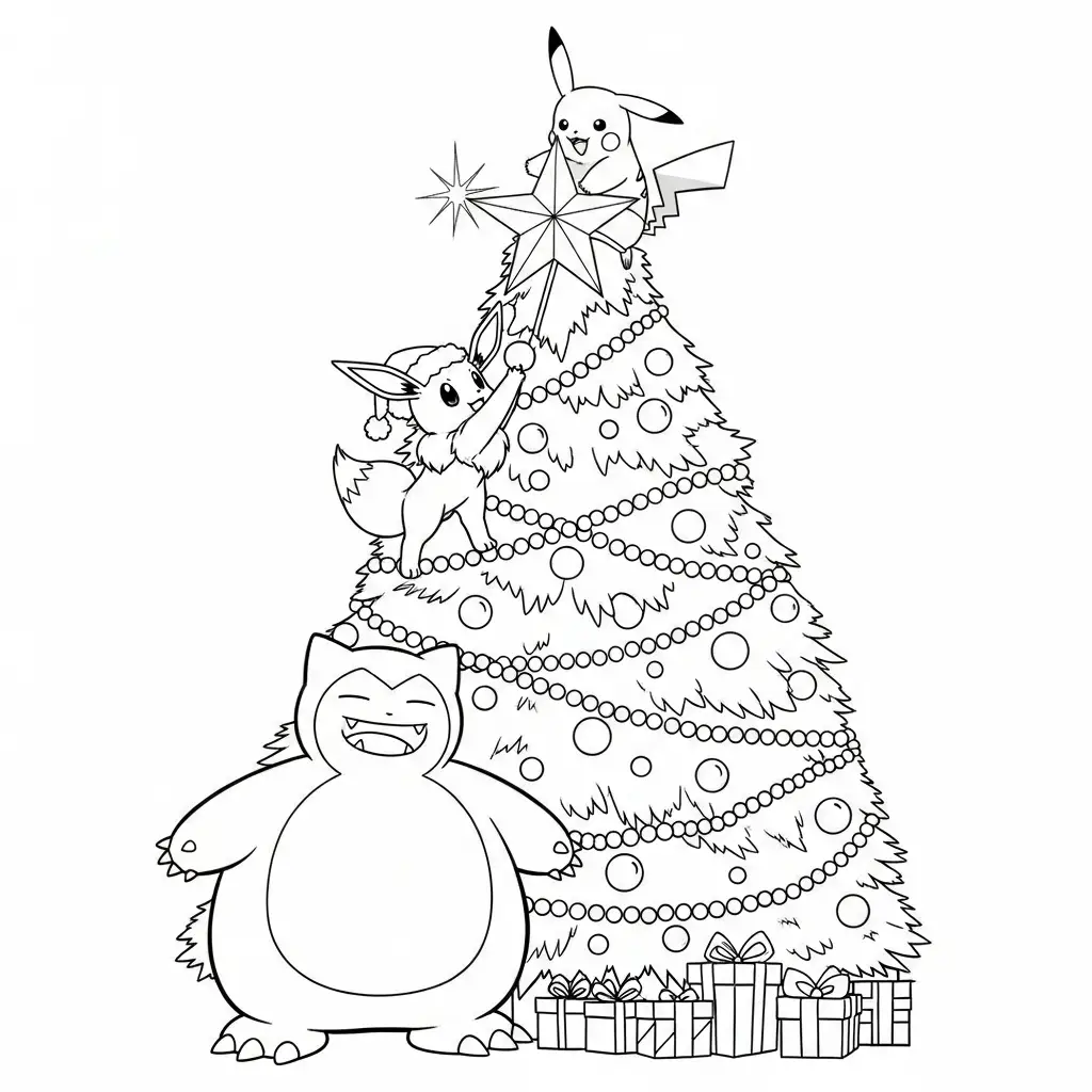 Pokémon de Navidad para colorear para imprimir para niño de 3 años