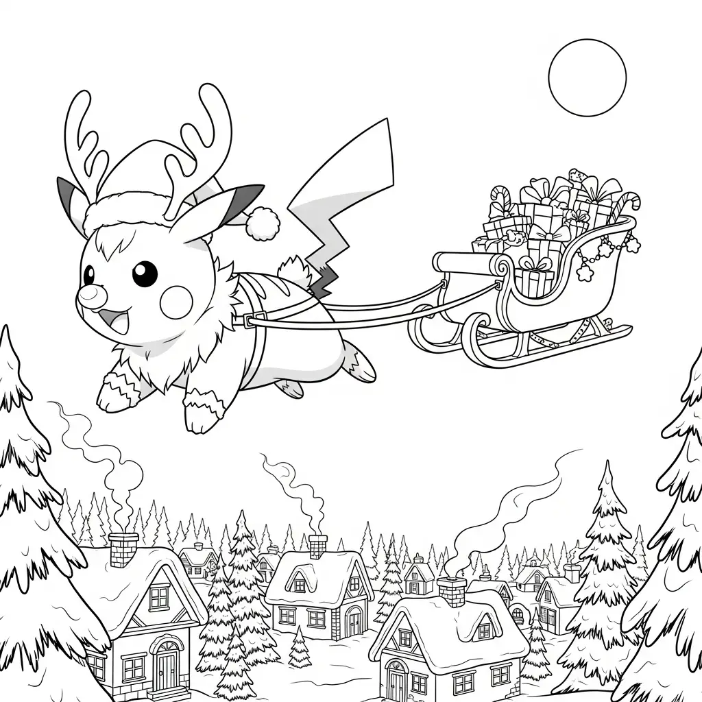 para imprimir Pokémon de Navidad para colorear gratis